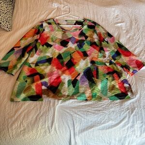 NWOT Alfred Dunner Multi-color 3/4 Sleeve Embellished Top Women’s Plus Size 2X